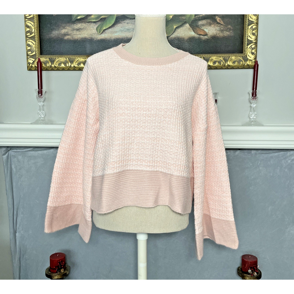 White Birch Waffle Knit Bell Sleeve Oversized Coral Sweater Large